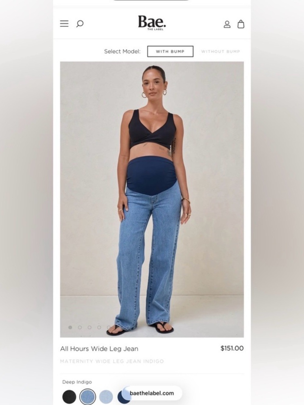 Bae All Hours Wide Leg Maternity Jeans - Deep Indigo